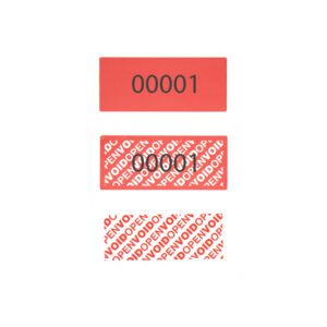Permanent tamper evident labels with sequential number overprinted from tampertech
