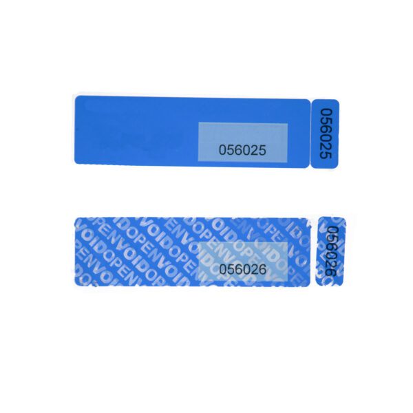 tamper evident labels with printed sequential numbers and matching tabs