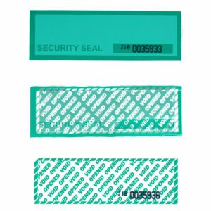 permanent security seals with clear sub surface printed numbers which can be removed for added track and trace security