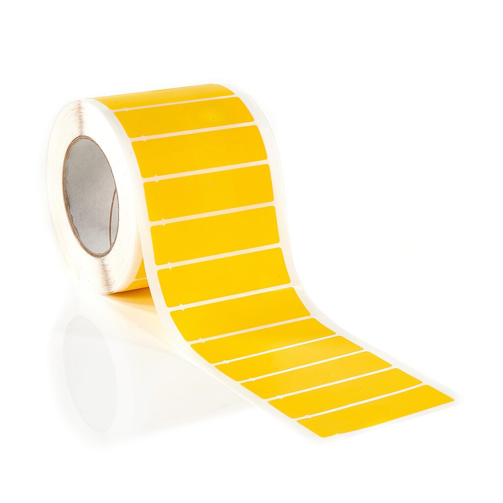 a roll of non residue tamper evident label with security cuts in