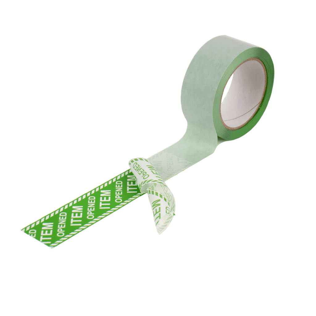 Green covert paper tamper evident security box tape