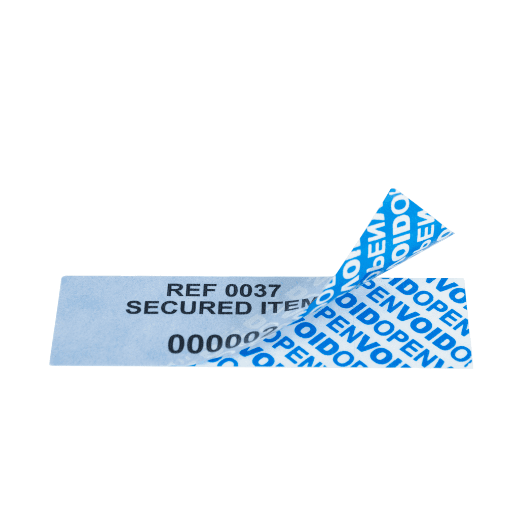 Blue security paper tamper evident labels with numbers