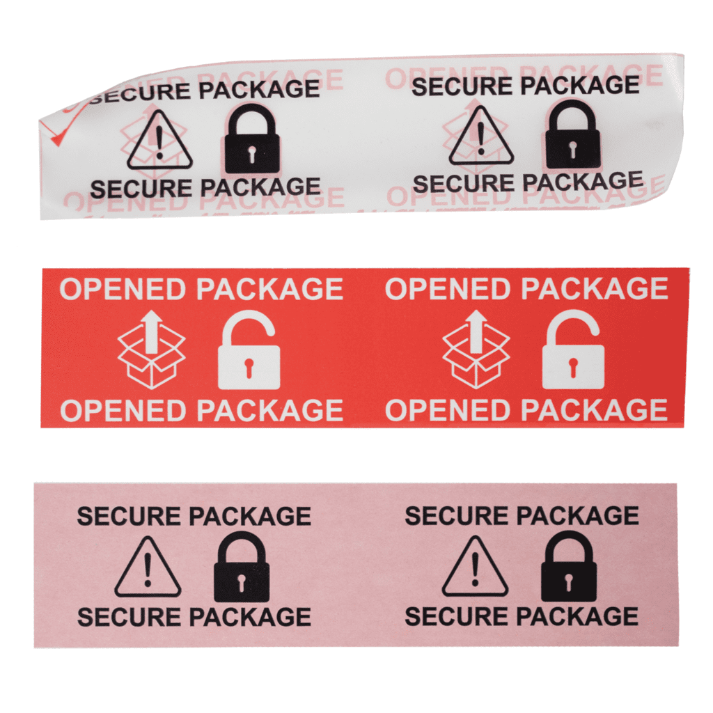 red paper tamper evident security box tape hidden message