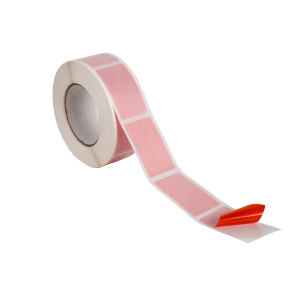 red paper tamper evident security label on roll