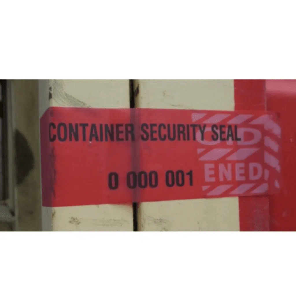 Tamper evident security labels sealing container for logistics and secure shipping
