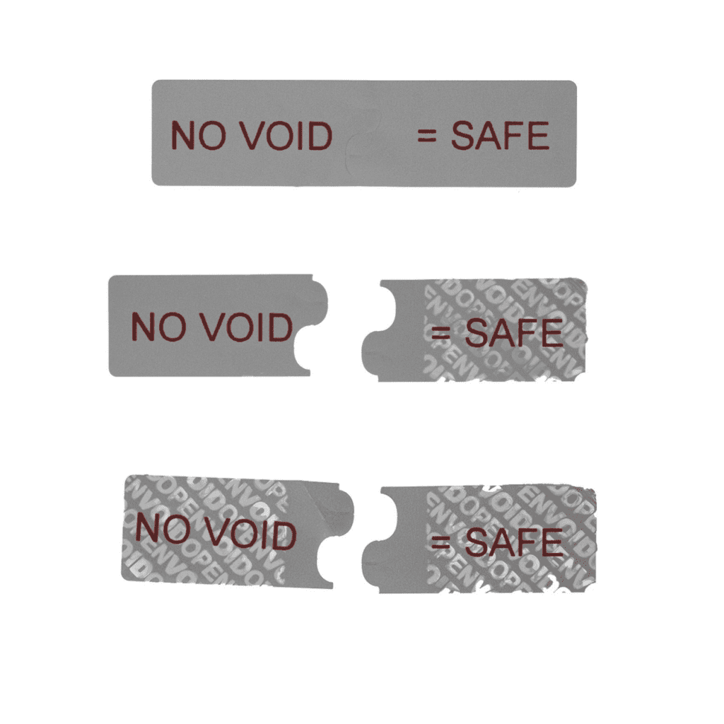 Tamper evident security labels with security cuts for protecting high value goods