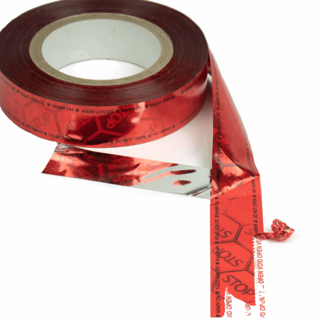 Tamper evident security tape with security cuts for protecting high value goods