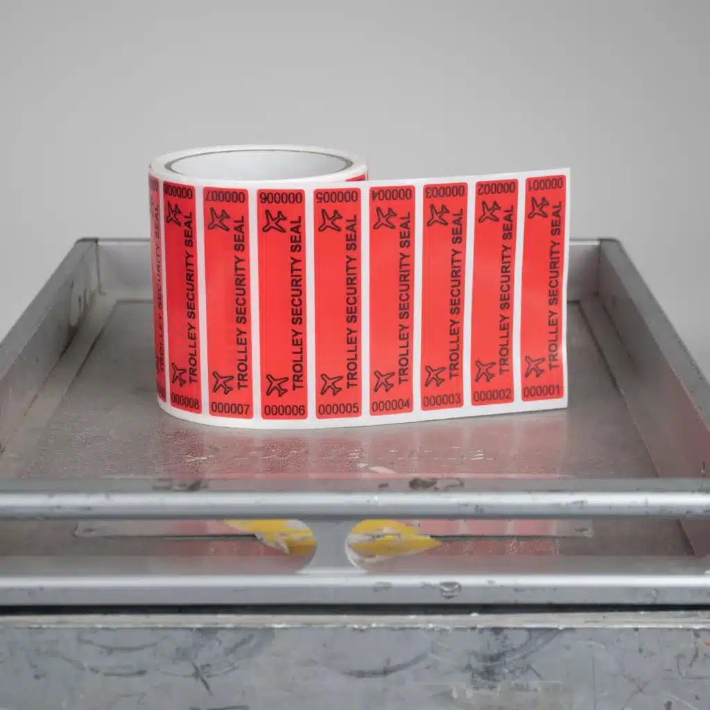 Roll of Tamper-Evident Trolley Security Seals with Sequential Numbers for Aircraft