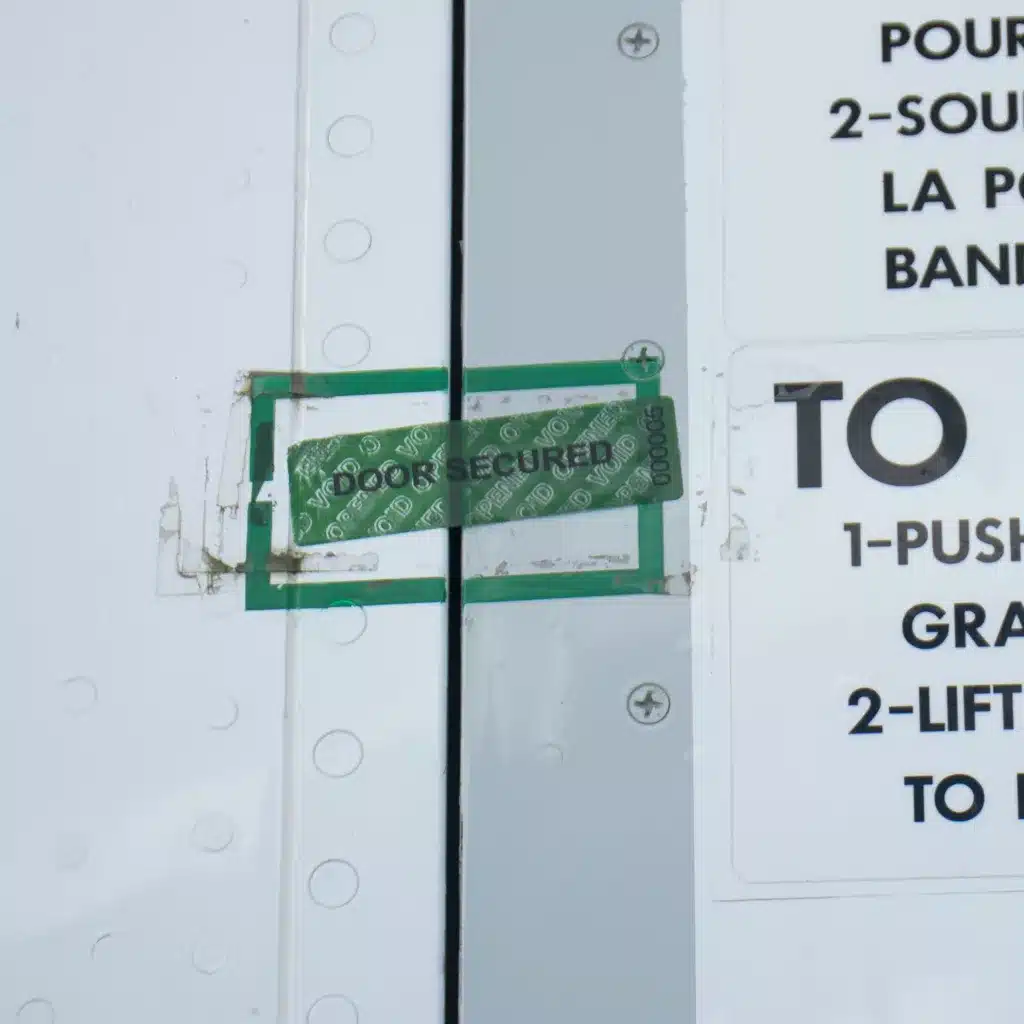 Tamper-Evident Non-Residue Door Secured Label with Void Message on Aircraft Door from Tampertech
