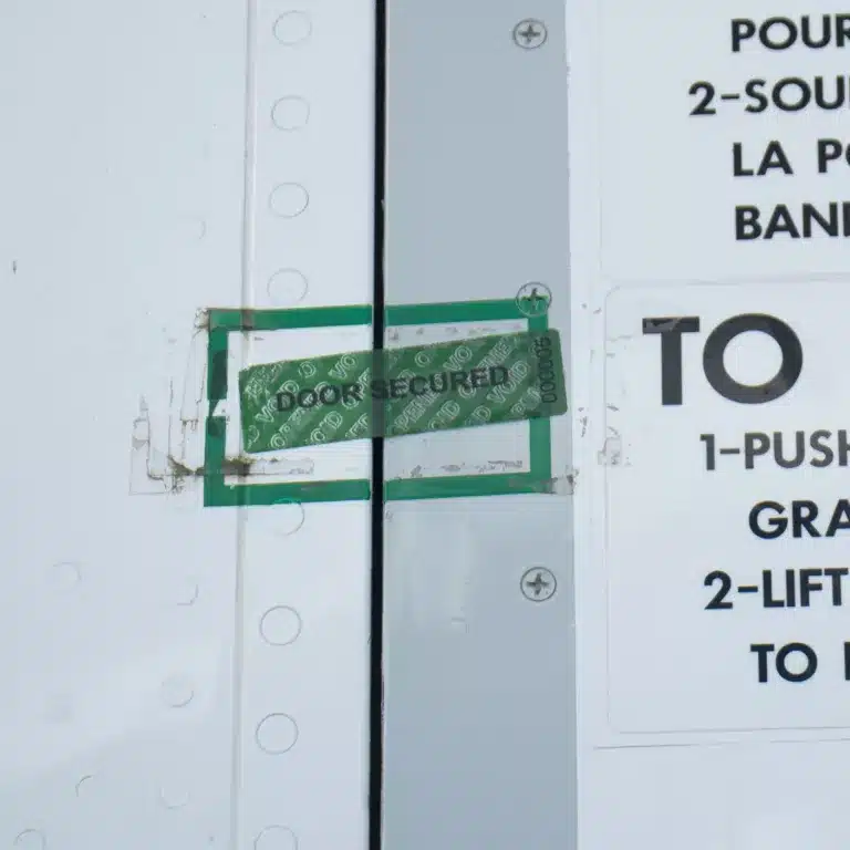 aircraft door Tamper-Evident Non-Residue Door Secured Label with Void Message on Aircraft Door from Tampertech