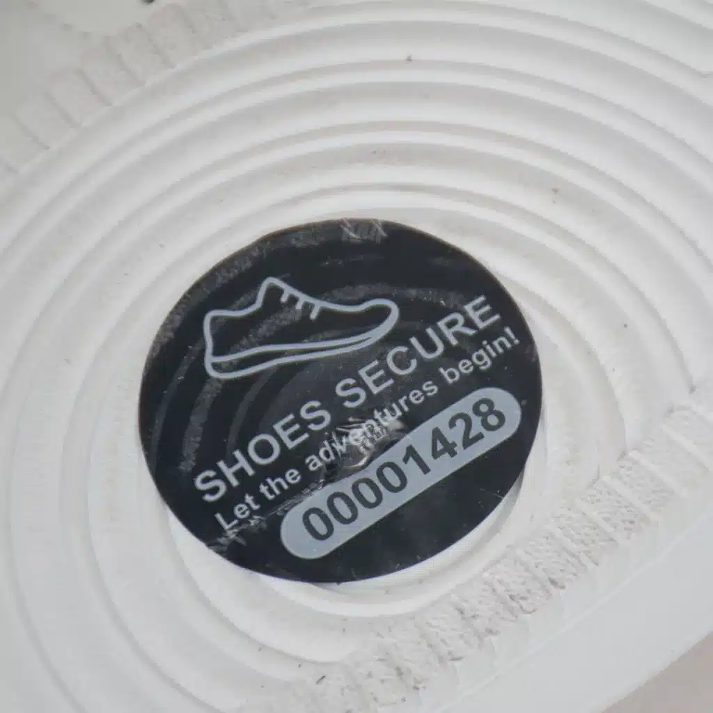 Shoe Secure Label After Wardrobing, Post-Tampering Security Seal Image