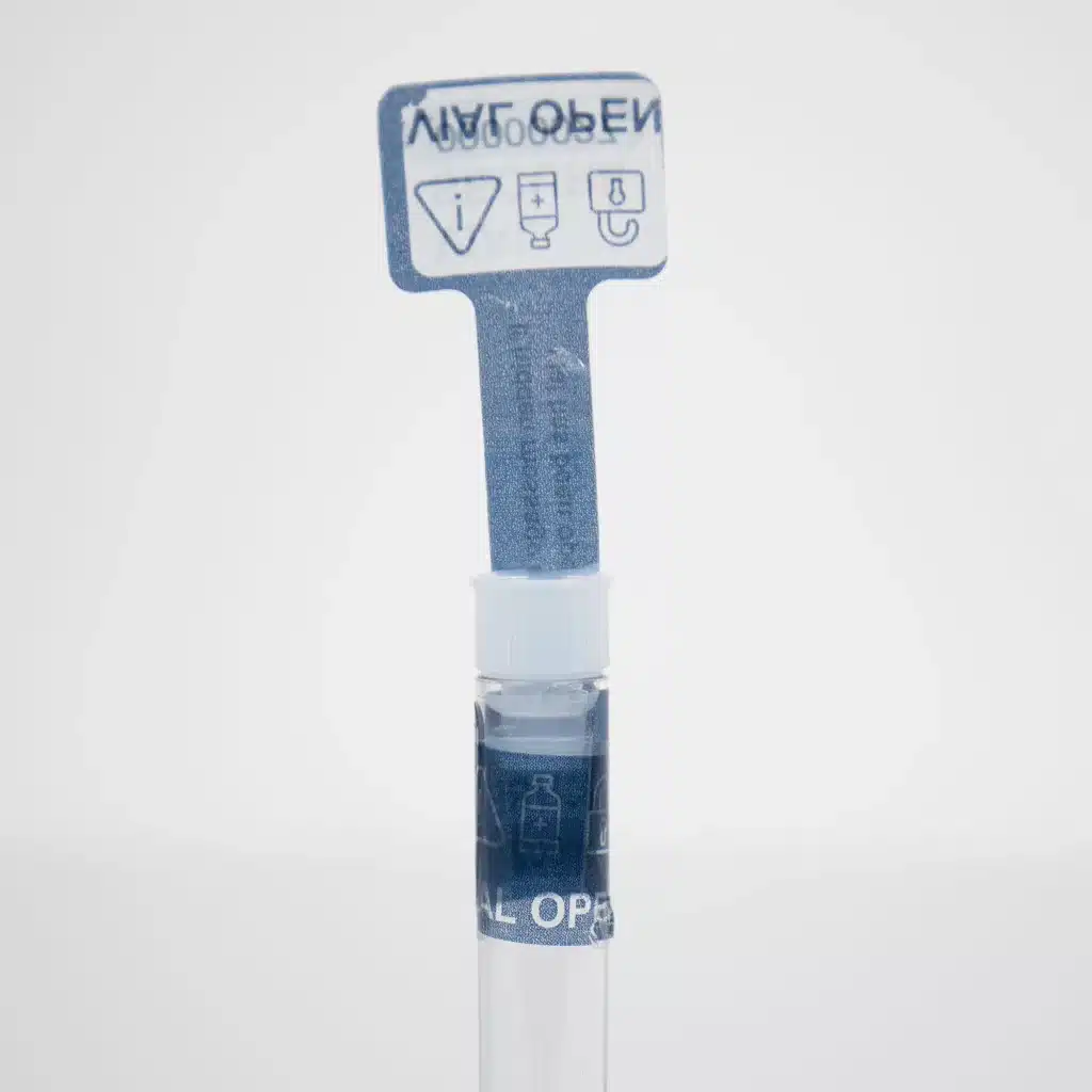 Voided Vial Secure Label with Void Message from Tamper Technologies