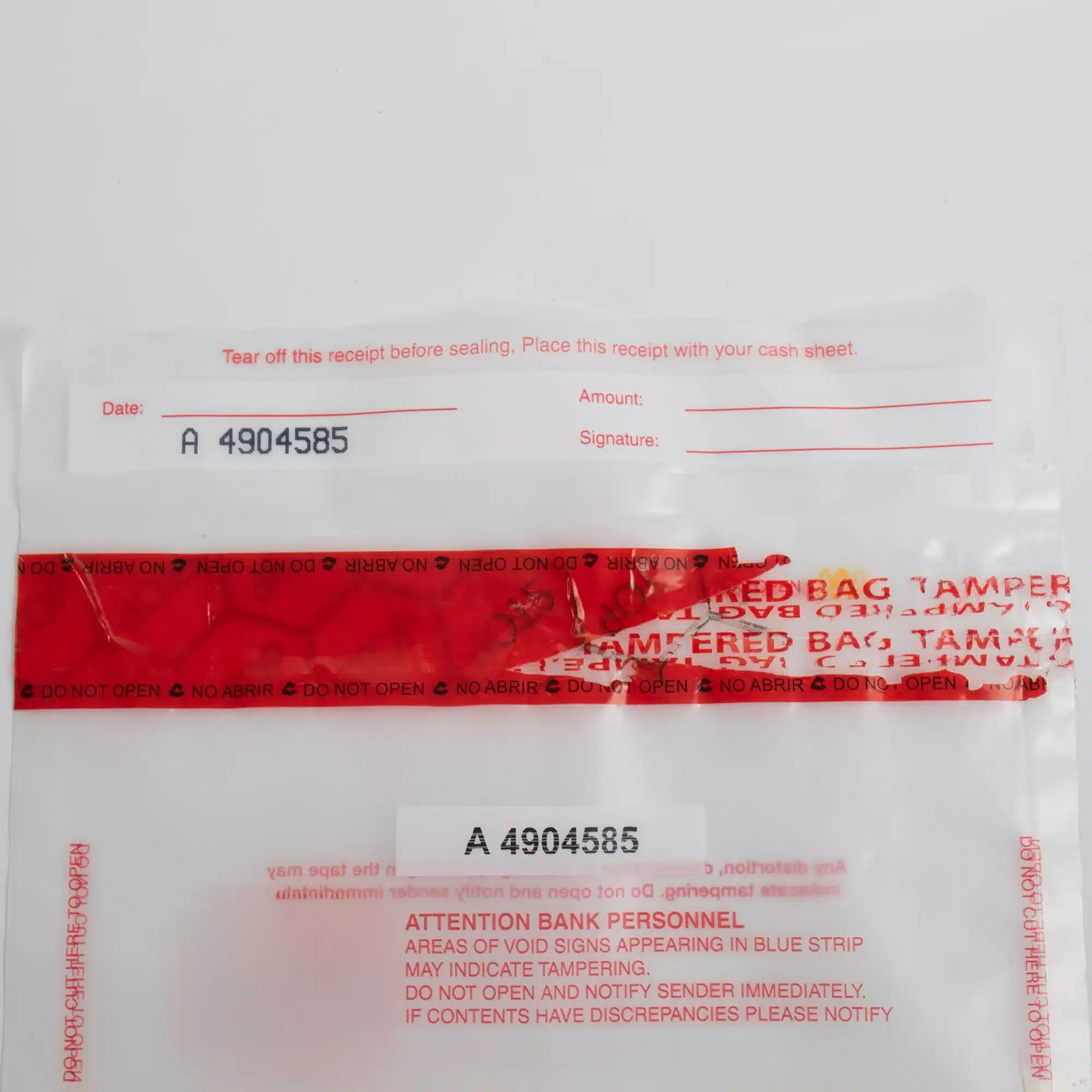 Tamper Evident Security Bag Tape with Security Cuts Showing Void Message from Tampertech