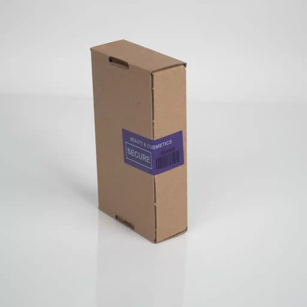 An image of a tamper-evident large label for beauty and cosmetics outer box packaging from Tampertech