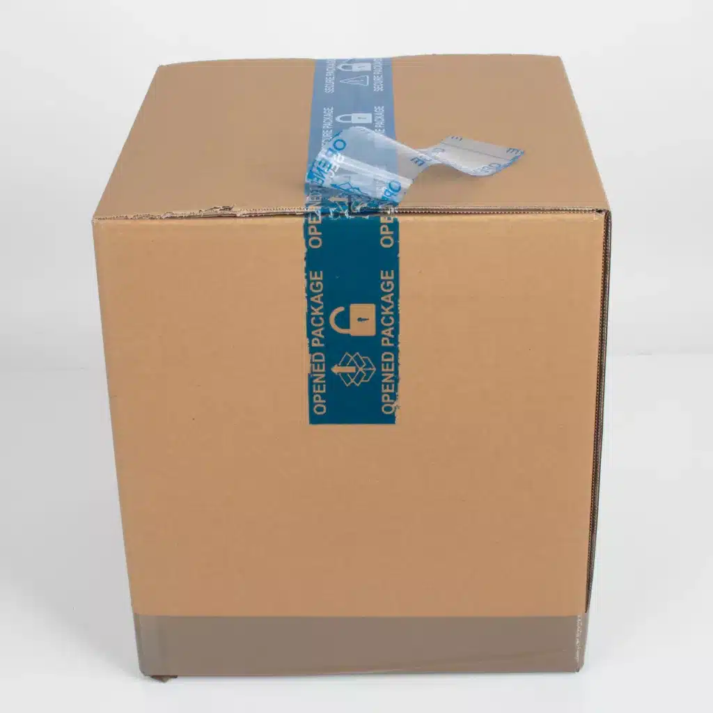 Blue Secure Package Tamper Evident Box Tape From Tampertech Showing Void Message