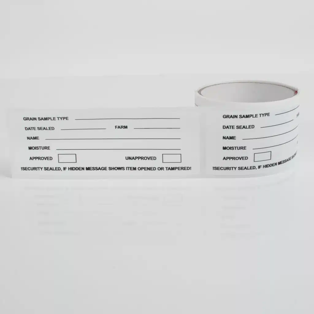 Image of Roll of White Permanent Tamper Evident Grain Sample Labels 148mm x 50.8mm, 250 Labels per Roll from Tampertech