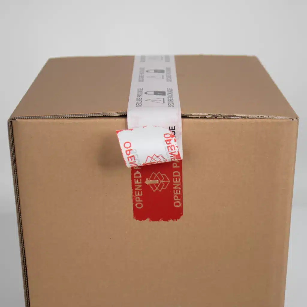 Packaging Tampertech 100% Paper Tamper-Evident Secure Package Tape - Applied and Voided